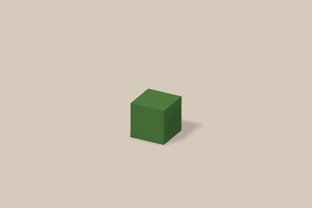 A green block sliding on a flat surface.