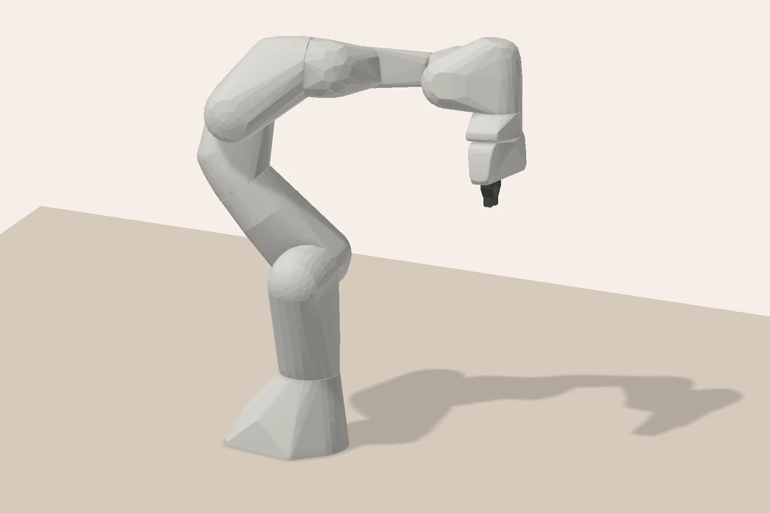 The articulated Franka Panda arm in the motion-tracking control.